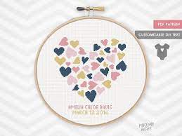 Cross stitch patterns from a to z. Stitch This Easy Personalized Birth Announcement Counted Cross Stitch Pattern With Colorful Hearts This Wo Cross Stitch Simple Cross Stitch Cross Stitch Baby