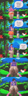 1girls 2boys anal anthro ass backpack bag big ass big breasts big  butt breast breasts cum cum in ass cum on ass dark-skinned male dark skin  dora dora the