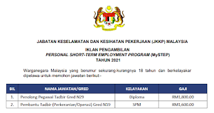 Macam ni senang sikit, boleh monitor keputusan periksa anak. Permohonan Jawatan Kosong Personel Mystep Di Jabatan Keselamatan Dan Kesihatan Pekerjaan Jkkp Malaysia Kelayakan Spm Diploma