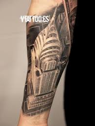 Click here to visit our gallery: Arm 3d Empire State Building Tattoo Von V Tattoos