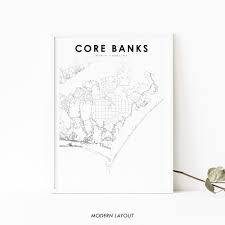 Core Banks NC carte impression Caroline du Nord USA carte Art - Etsy Canada