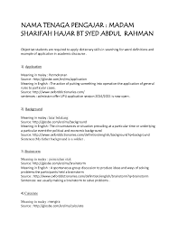 What's the malay word for description? Assignment English