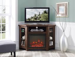Corner or a flat wall? Walker Edison Brown Corner Fireplace Tv Stand For Tvs Up To 50 Walmart Com Walmart Com