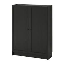 Black Billy Bookcase With White Doors Billy Oxberg Bookcase With Doors Black Brown 31 1 2x11 3 4x41 3 4 Ikea Bookcase Ikea Blue Chairs Living Room
