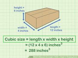 how to measure the length x width x height of shipping boxes