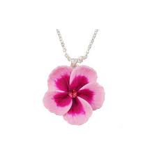 Blue Hibiscus Necklace Hawaiian Hibiscus Pendant Blue Hibiscus Pendant Necklace