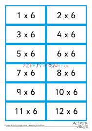 To multiply 9 by 8: 6 Times Table Flash Cards
