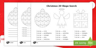 Download and print turtle diary's identify 2d shapes worksheet. Christmas Themed 2d Shape Worksheet Teacher Made