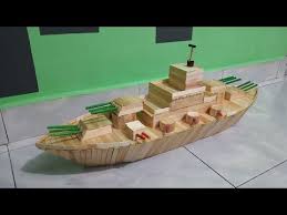 Cara Membuat Miniatur Kapal Perang Dari Stik Es Krim Youtube Kapal Es Krim Miniatur