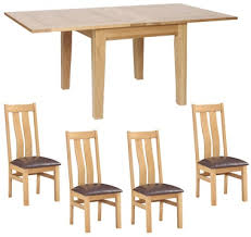Ideal for small spaces, the flip top opens up to reveal additional table top surface area for dining with friends or close top for a versatile console or entry table. Lisbon Flip Top Extending Dining Table 4 Twin Slat Chairs Old Creamery Furniture