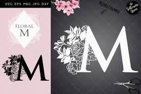 😉 this site has a ton of great freebies! M Floral Letter Design Graphic By Thesilhouettequeenshop Creative Fabrica