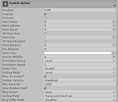 Particle System Main Module Unity Manual