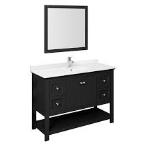 View >> 20 inches single bathroom vanity with ceramic sink, 016 20 01 c. Fresca Fvn2348bl Manchester 48 Inch Black Traditional Bathroom Vanity With Mirror