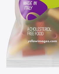 Frosted Plastic Bag With Tricolor Tortiglioni Pasta Mockup In Bag Sack Mockups On Yellow Images Object Mockups