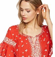 $74.80 NWT ELLA MOON WOMEN'S STANDARD RED FLORAL SMOCKED WAIST BLOUSE SIZE S