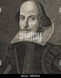 Portrait of William Shakespeare, 18th century woodcut Stock Photo