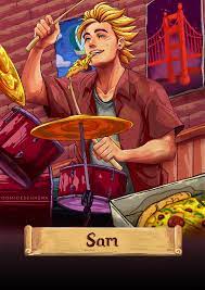 Sam playing drums and eating pizza, fanart made by me : r/StardewValley