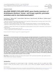 Check spelling or type a new query. Pdf Allene Oxide Cyclase Aoc Gene Family Members Of Arabidopsis Thal Thaliana Tissue And Organ Specific Promoter Activities And In Vivo Heteromerization
