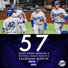 Dodgers Lowdown On Instagram Today The Dodgers Set A New National League Record For Most Home Runs In A Calendar Mont In 2020 Dodgers National League Dodgers Nation