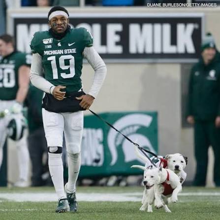 Josh Butler's parents both died while he was in college., During his final home game with Michigan State Football, he came onto the field accompanied by his two dogs for Senior Day 🙏 (via ...