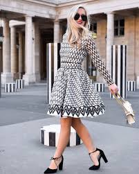 Maje Lace Skater Dress Black And White Dress Maje Dress Paris Lo Murphy Travel Blogger Palais Royal Gucci Pearl Handbag Lace White Dress Dresses Fashion