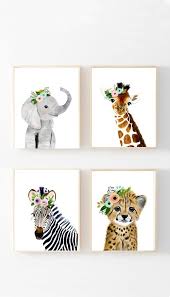 Safari Babies Set Of 4 Prints Animal Paintings Zebra Etsy Baby Room Paintings Nursery Prints Baby Animal Art