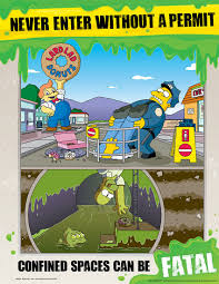 Never Enter Without A Permit Safety Poster Simpsons Safety Posters Health And Safety Poster Safety Cartoon