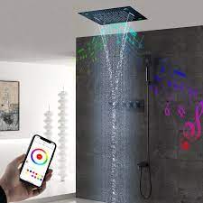 Maybe you would like to learn more about one of these? 2021 Bluetooth Music Shower Head Bathroom Ceiling Led Shower Set Rainfall Waterfall Black Shower Faucets Thermostatic Concealed Mixer From Jmhm 1 326 03 Dhgate Com
