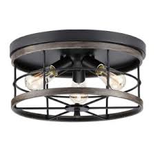 Progress Lighting Fairforest 15 75 In 3 Light Matte Black Flushmount With Aged Oak Accents P350175 031 The Home Depot Oak Accent Entryway Light Fixtures Hallway Light Fixtures