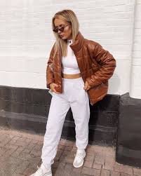 Get The Jacket For 50 At Prettylittlething Com Wheretoget Puffy Jacket Outfit Brown Faux Leather Jacket Puffer Jacket Outfit