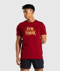 Gymshark Glitch T Shirt Red Mens Workout Shirts New T Shirt Design Gym Wear Men