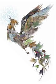 Simurg Illustration Soyut Sanat Tablolari Kus Cizimleri