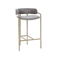 Lldmz Bar Stools High Stool Armrest Upholstered Backrest Metal Seat Breakfast Bar Home Kitchen Chairs Gray Counter Height Swiv Bar Stools Leisure Chair Stool
