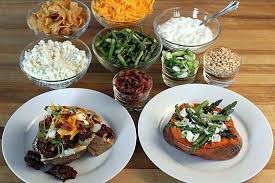 Baked Sweet Potato Bar Recipe Baked Potato Bar Potato Bar Sweet Potato Toppings