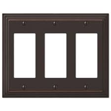 Amerelle Tiered 3 Gang Rocker Metal Wall Plate Aged Bronze 84rrrvb The Home Depot