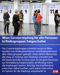 Für die telefonische vergabe der impftermine hat die regierung eine zentrale hotline eingerichtet. Zeit Im Bild Fortschritt Bei Der Impfung In Wien Konnen Sich Jetzt Alle Risikopatientinnen Und Risikopatienten Zur Corona Impfung Anmelden Dazu Zahlen Etwa Menschen Die An Asthma Oder Diabetes Erkrankt Sind