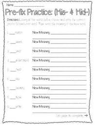 Prefix Practice Mis Mid Prefixes Reading Comprehension Skills Word Work Activities