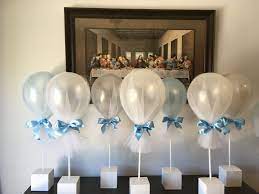 Balloon Centerpieces Ideas De Bautizo Decoracion Bautizo Nino Decoraciones De Fiestas Para Bebes