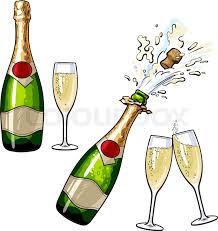 Champagne Bottle And Glasses Set Of Stock Vector Colourbox This champagne bottle and glass coloring page features a picture of a champagne bottle being uncorked and a champagne glass to color for new years. champagne bottle and glasses set of