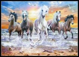 Details About Horses On Beach Chart Diy Counted Cross Stitch Patterns Needlework Dmc Color