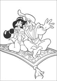 Disegno Di Aladdin E Jasmine Sul Tappeto Volante Da Colorare