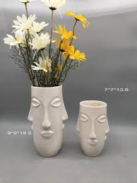 Hiasan Wajah Art, toko jenis Wajah cantik yang diukir indah, vas Keramik  sederhana, oasis Creative Floral, dekorasi Office di Rumah