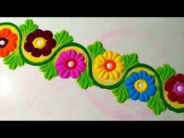 Very Easy Beautiful Border Rangoli Design Youtube Rangoli Border Designs Colorful Rangoli Designs Rangoli Designs