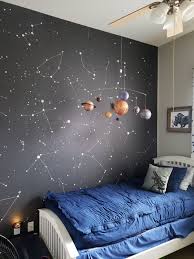 Custom Star Map Constellation Mural Wallpaper Star Map Etsy Space Themed Bedroom Girls Space Bedroom Home Room Design