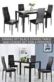 5 Pieces Dining Set Black Dining Table And Chairs Set For 4 Persons Dining Table Black Table And Chair Sets Dining Table Chairs