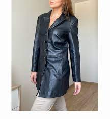 Jessica Vintage Black Leather Jacket Blazer Jessica Vintage Etsy Black Leather Jacket Leather Jacket Black Leather