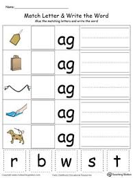 Ap Word Family Match Letter And Write The Word In Color Kindergarten Word Families Word Family Worksheets Word Families
