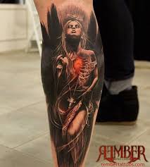 Awesome grey ink guardian angle tattoo. 140 Heavenly Angel Tattoos That Will Make You Believe