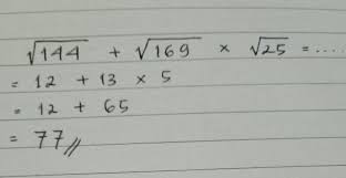 Sqrt 491 c.vig9 sqrt 169 d. Hasil Perhitungan Dari 144 169 25 Brainly Co Id