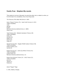 BLY BOOKS Fiction Family Tree